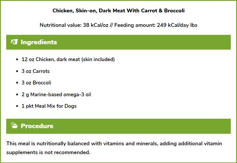 Chicken, Skin-on, Dark Meat with Carrot & Broccoli